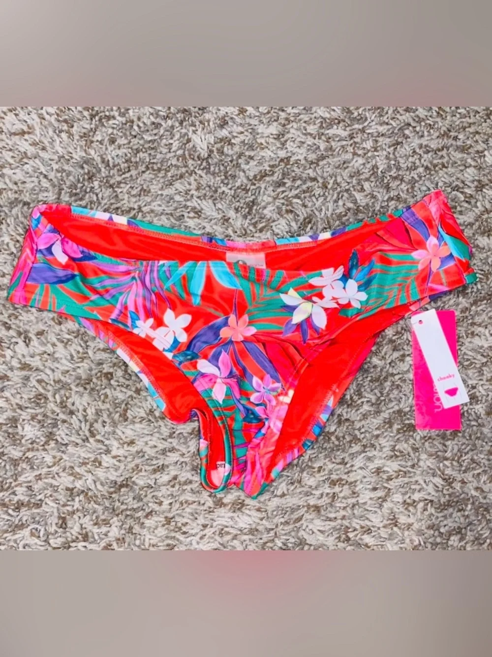 Xhilaration Red and Floral Bikini Bottom NWT